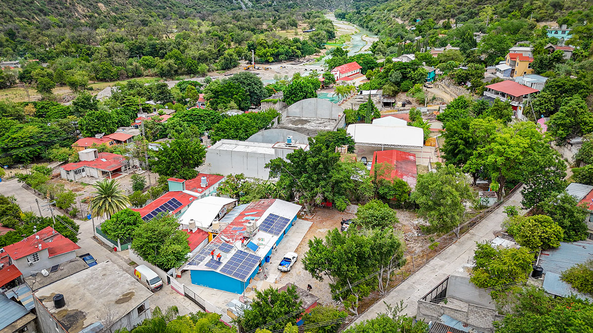 An Arial shot outside
